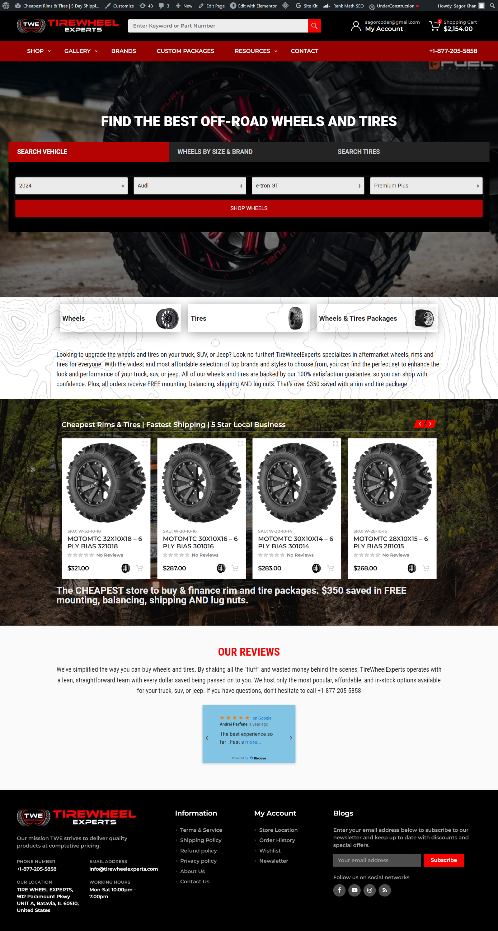 Tirewheelexperts website homepage