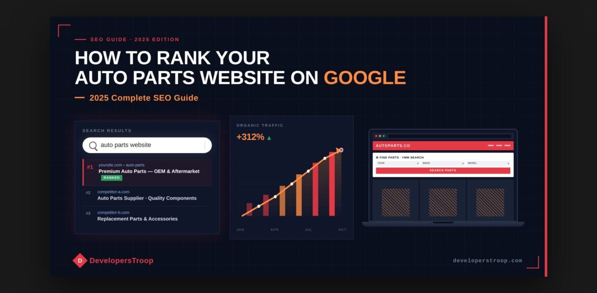 How to rank auto parts website on Google - SEO guide for auto parts ecommerce stores by DevelopersTroop